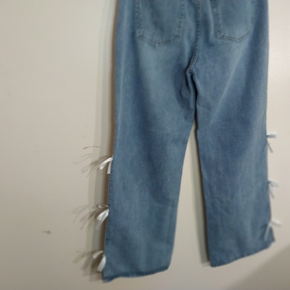 Blue Ankle Cropped Jeans with Side Ties Size 11 - Picture 2 of 15